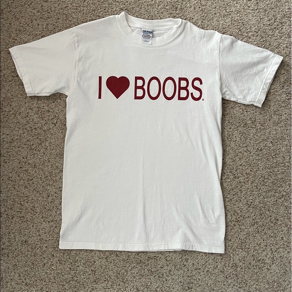 I LOVE BOOBS white unisex t-shirt in sz sm. - Picture 1 of 4